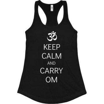 Keep Calm & Carry Om Junior Fit Bella Sheer Longer Length Rib Racerback Tank Top