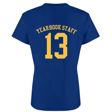 Yearbook Staff w/Back Junior Fit Bella Crewneck Jersey Tee