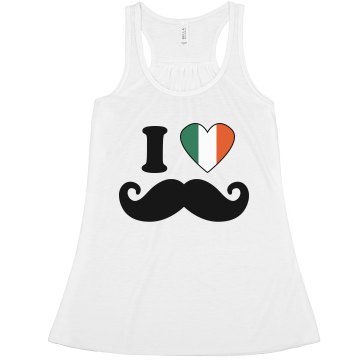 I Heart Irish Staches Misses Bella Flowy Boxy Lightweight Crop Tank
