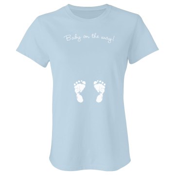 Baby On The Way Feet Tee Junior Fit Bella Sheer Longer Length Rib Tee