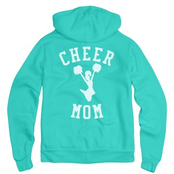 Cheer Mom Rhinestone Junior Fit Bella Long Sleeve 1/2 Zip Hooded Pullover Tee