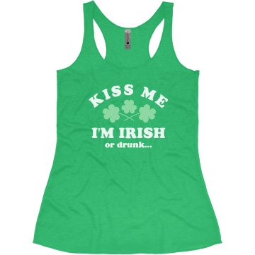 Kiss Me, I'm Drunk Junior Fit Bella Sheer Longer Length Rib Tank Top