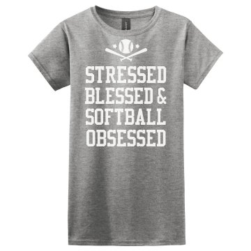 Love Softball Rhinestone  Misses Relaxed Port & Company Essential Tee