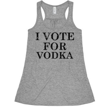 Vote For Vodka Distressed Misses Bella Flowy Boxy Lightweight Crop Tank