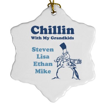 Chillin With My Grandkids Porcelain Snowflake Ornament