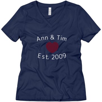 Ann & Tim Misses Relaxed Fit Anvil V-Neck Tee