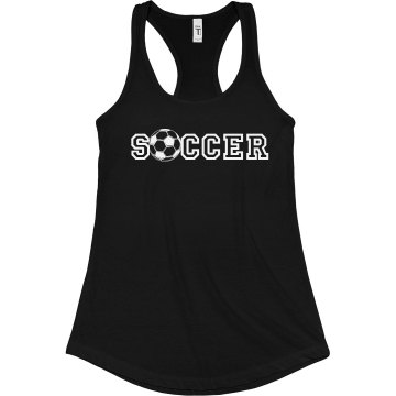 Soccer Ball Tank Junior Fit Bella Sheer Longer Length Rib Racerback Tank Top
