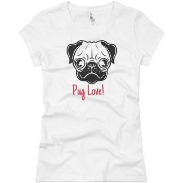 Pug Love Junior Fit Basic Bella Favorite Tee