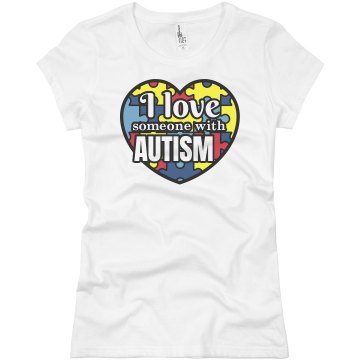 Love Someone With Autism Junior Fit Basic Bella Favorite Tee