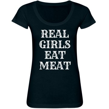 Real Girls Eat Meat Junior Fit Bella Sheer Longer Length Scoopneck Tee