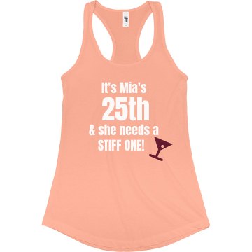Mia's 25th Junior Fit Bella Sheer Longer Length Rib Racerback Tank Top