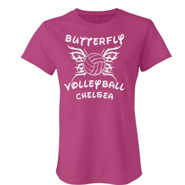 Volleyball Butterfly Tee Junior Fit Bella Sheer Longer Length Rib Tee