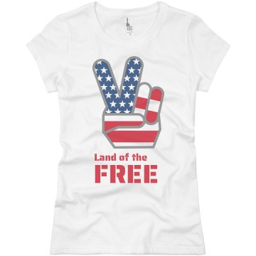 Land Of The Free Junior Fit Basic Bella Favorite Tee