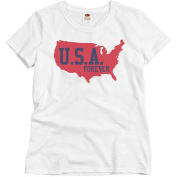 USA Forever Misses Relaxed Fit Basic Gildan Ultra Cotton Tee
