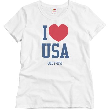 I Heart USA Misses Relaxed Fit Basic Gildan Ultra Cotton Tee