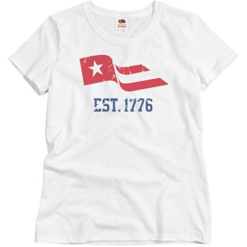 USA Est 1776 Misses Relaxed Fit Basic Gildan Heavy Cotton Tee
