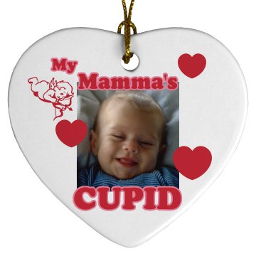 Mamma's Cupid Ornament Porcelain Heart Ornament