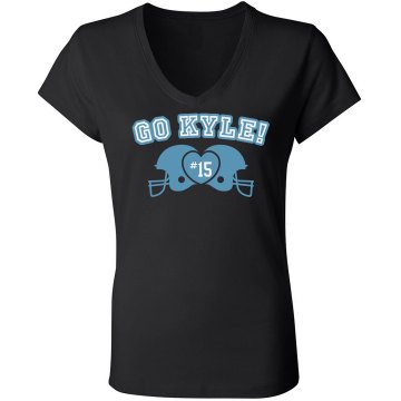 Football Love Tee Junior Fit Bella Long Sleeve Sheer Longer Length Rib V-Neck Tee