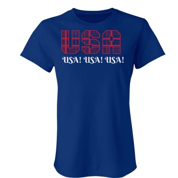 USA! USA! USA! Misses Relaxed Fit Gildan Ultra Cotton Tee