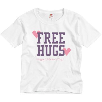 Free Valentine Hugs Youth Bella Girl Sheer 2-in-1 Baby Jersey Tee