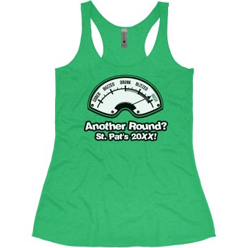 St. Patty's Another Round Junior Fit Bella Longer Length 1x1 Rib Tank Top