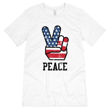 Peace Fingers Distressed Unisex Canvas Jersey Tee