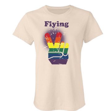 Peace Flying V Distressed Junior Fit Bella Sheer Longer Length Rib Tee