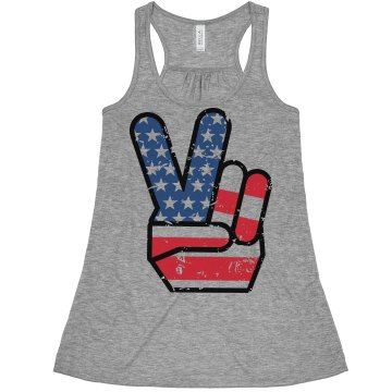 Patriotic Peace Crop Misses Bella Flowy Boxy Lightweight Crop Tank