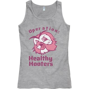 Healthy Hooters Cancer Junior Fit Bella Longer Length 1x1 Rib Tank Top
