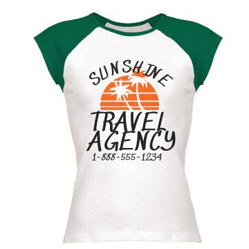 Travel Agency Junior Fit Bella 1x1 Rib Cap Sleeve Raglan Tee
