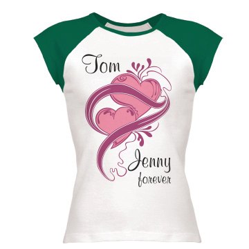 Scrolling Hearts  Junior Fit Bella 1x1 Rib Ringer Tee