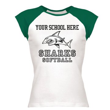 Softaball Fan Mascot Tee Junior Fit Bella 1x1 Rib Ringer Tee