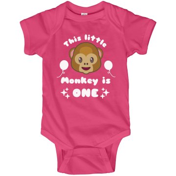 This Little Monkey Is 1 Infant Rabbit Skins Lap Shoulder Creeper