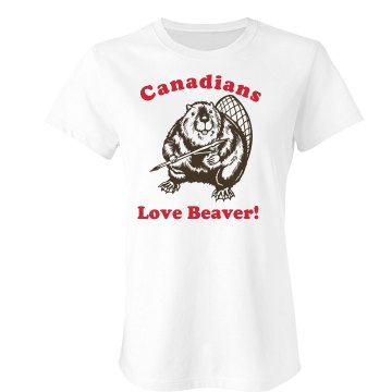 Canadians Love Beaver Junior Fit Bella Sheer Longer Length Rib Tee