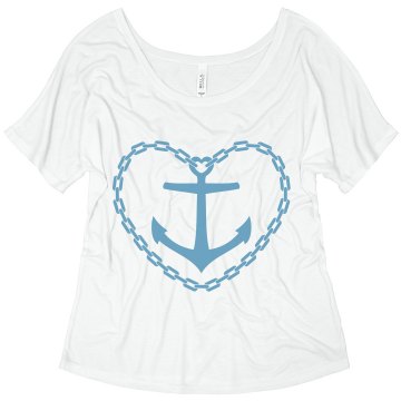 Anchor Love Misses Bella Flowy V-Neck Half-Sleeve Tee