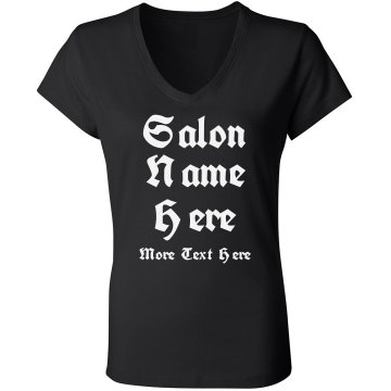 Vixen Hair Salon Junior Fit Bella Sheer Longer Length Rib V-Neck Tee 
