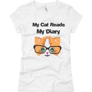 My Cat Reads My Diary Junior Fit Basic Bella Favorite Tee