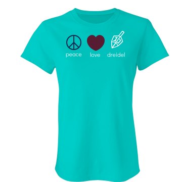 Peace, Love, Dreidel Junior Fit Bella Sheer Longer Length Rib Tee