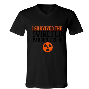 I Survived the Swine Flu Unisex Canvas V-Neck Jersey Tee