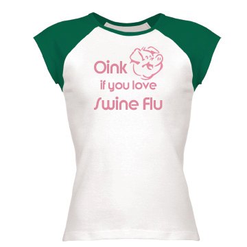 Oink if you love it Junior Fit Bella 1x1 Rib Cap Sleeve Raglan Tee
