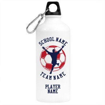 School Soccer Player Aluminum Water Bottle