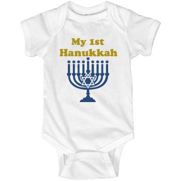 My First Hanukkah Infant Rabbit Skins Lap Shoulder Creeper