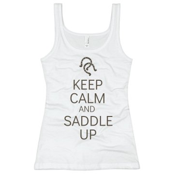 Keep Calm & Saddle Up Junior Fit Basic Bella 2x1 Rib Tank Top