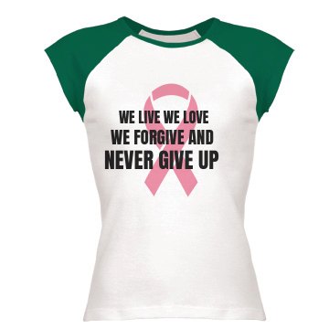 Breast Cancer Support Junior Fit Bella 1x1 Rib Ringer Tee