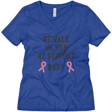 Support Breast Cancer Tee Junior Fit Bella Crewneck Jersey Tee