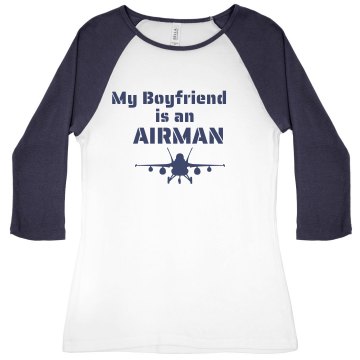 Boyfriend in Air Force Junior Fit Bella 1x1 Rib 3/4 Sleeve Raglan Tee