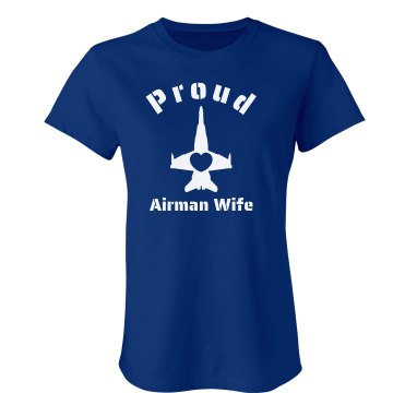 Proud Air Force Wife Junior Fit Bella Crewneck Jersey Tee