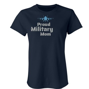 Proud Military Mom Junior Fit Bella Crewneck Jersey Tee