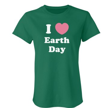 I Love Earth Day Junior Fit Bella Crewneck Jersey Tee