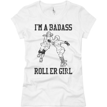 Badass Roller Derby Girl Junior Fit Basic Bella Favorite Tee
